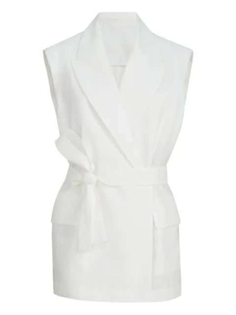 Brunello Cucinelli techno cotton poplin belted vest with monili White M0F797758C600