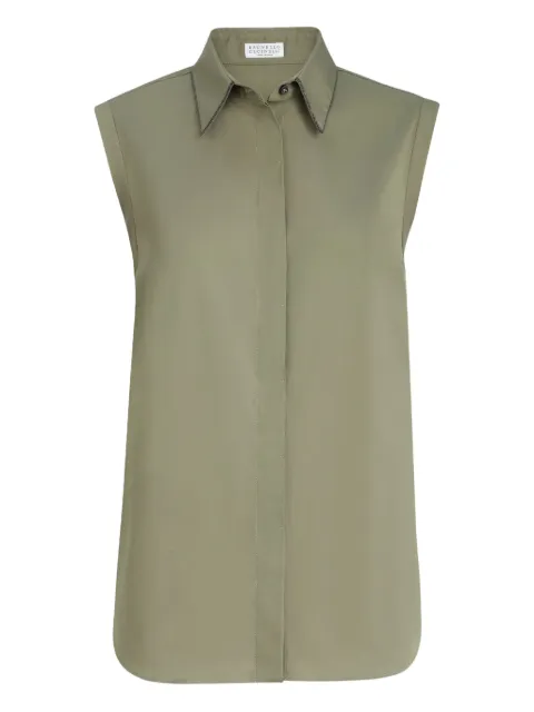 Brunello Cucinelli poplin sleeveless shirt Green M0091MA616C3066