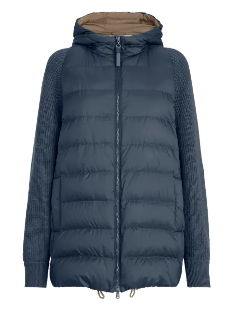 Brunello Cucinelli hooded knit-sleeve jacket Blue MD5987779C8901