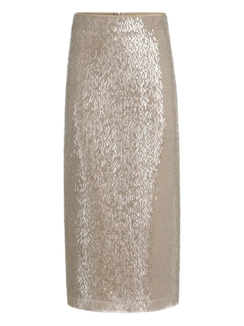 Brunello Cucinelli midi sequinned silk skirt Neutrals MF940G4022C8909