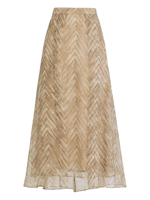 Brunello Cucinelli midi chevron-pattern skirt Neutrals MQ959G4036C001