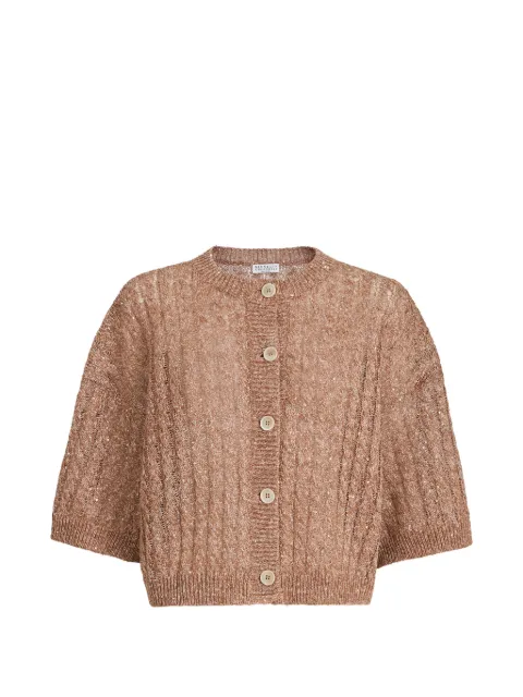 Brunello Cucinelli cable-knit openwork cardigan Brown MCO559706C8585