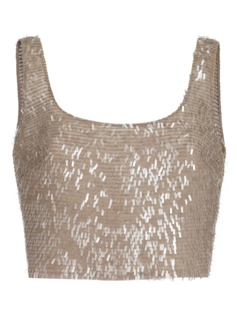 Brunello Cucinelli cascade-embroidery cropped top Neutrals MF940HW320C8909