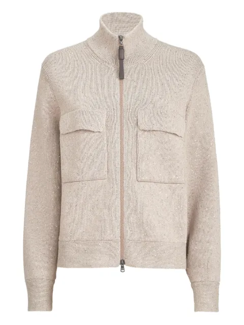 Brunello Cucinelli sequin-embellished cardigan Neutrals MDV752706C069