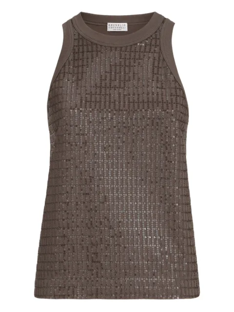 Brunello Cucinelli dazzling check-pattern top Brown M0T18HK500C8589