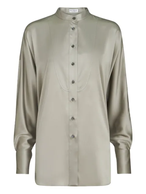 Brunello Cucinelli monili Mandarin-collar shirt Green M0C59MY906C9125