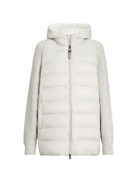 Brunello Cucinelli hooded knit-sleeve jacket White MD5987779C3671