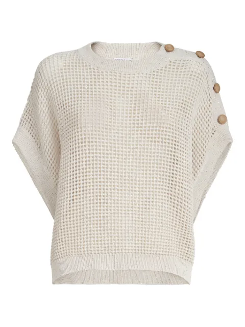 Brunello Cucinelli buttoned open-knit top Neutrals MDV762100CJ430