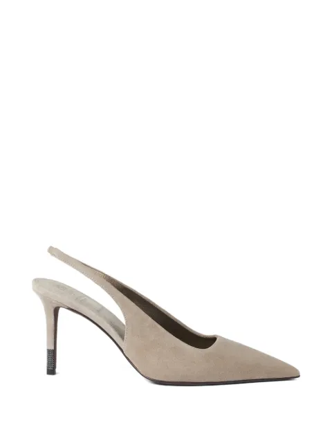 Brunello Cucinelli suede Monili slingback pumps Neutrals MZSFC3256C5859