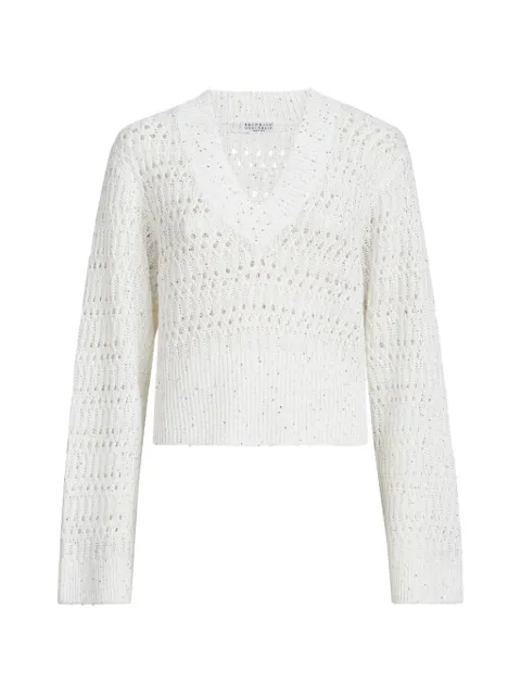 Brunello Cucinelli V-neck sweater White MCO564702C159