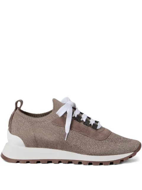Brunello Cucinelli sparkling knit sneakers Brown MZ35G2490C9447
