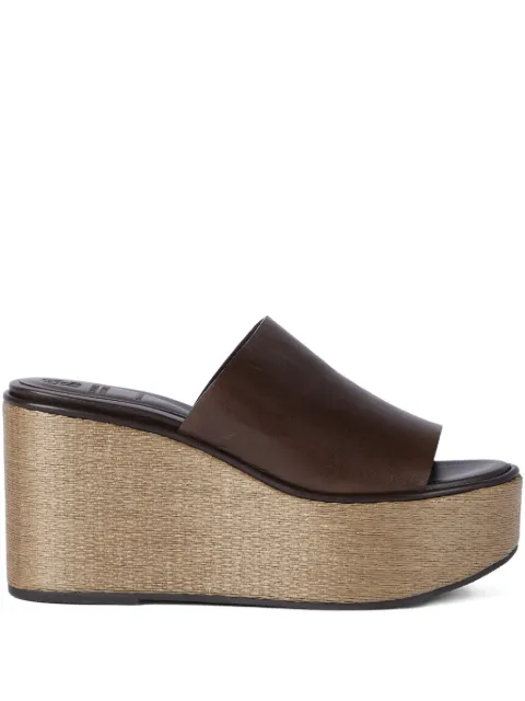 Brunello Cucinelli leather wedge sandals Brown MZSLG3213C9122