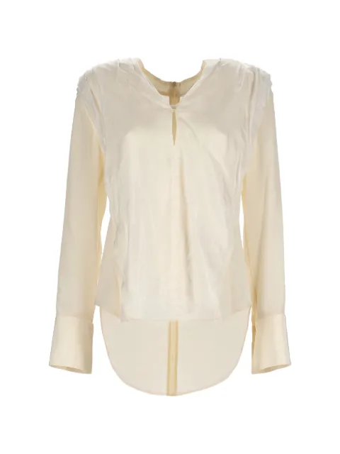 Victoria Beckham silk long-sleeve top Neutrals 1126WTP007003B