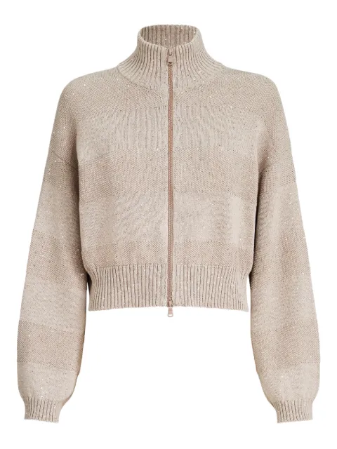 Brunello Cucinelli striped zip cardigan Neutrals MDV754806C069