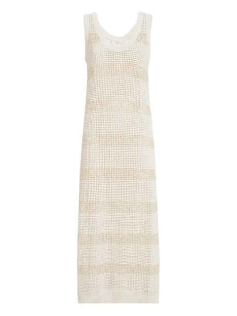 Brunello Cucinelli midi striped sleeveless dress Neutrals M58772A90CLH85