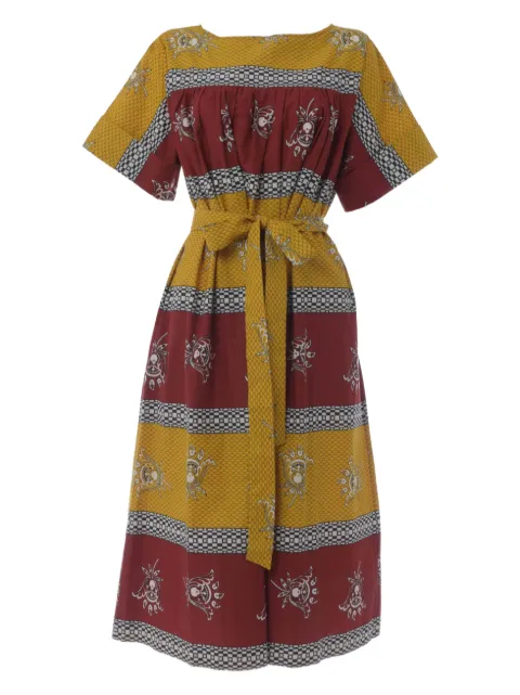 Souleiado print belted midi dress Yellow WCV241010249
