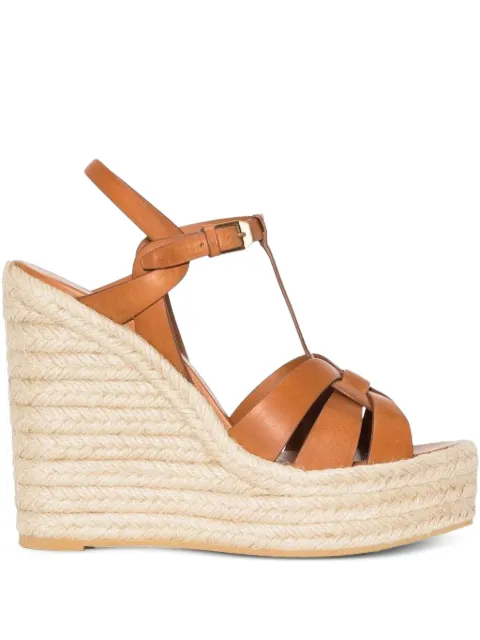 Saint Laurent strap buckle-detail espadrilles Brown 611924BDA00