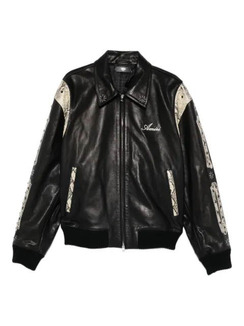 AMIRI snakeskin-print embellished jacket Black AMOUJA1027