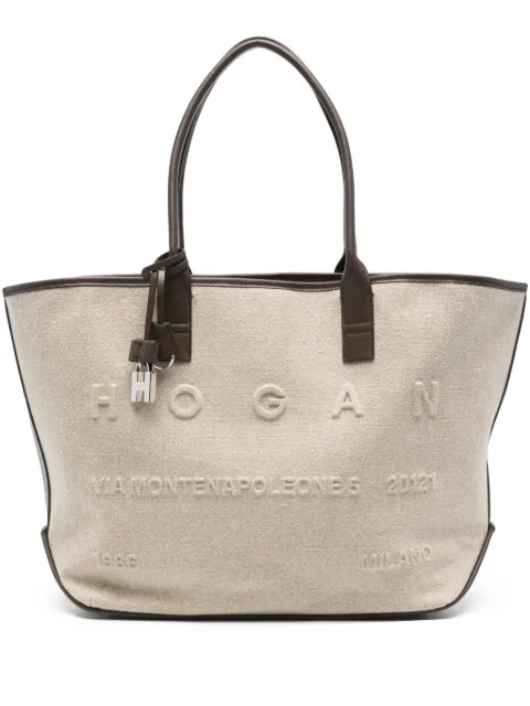 Hogan embossed-logo padlock tote bag Neutrals KBW01TA4300UW8