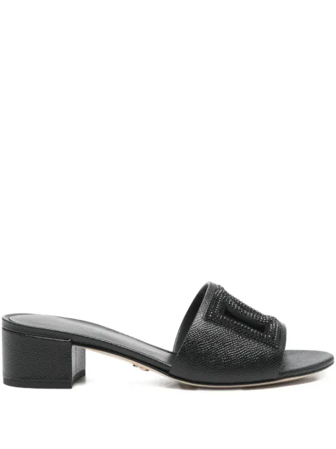 Dolce & Gabbana mules in Dauphine calfskin, suede and rhinestones Black CR1938A0217