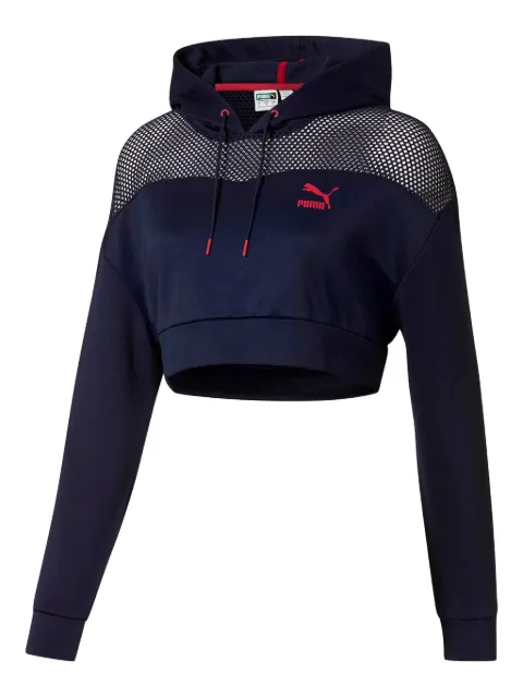 PUMA cropped mesh hoodie sweatshirt Blue 57924301