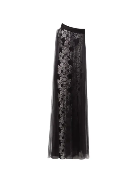 Gemy Maalouf tulle overlay embroidered maxi dress Black EDR251970LD