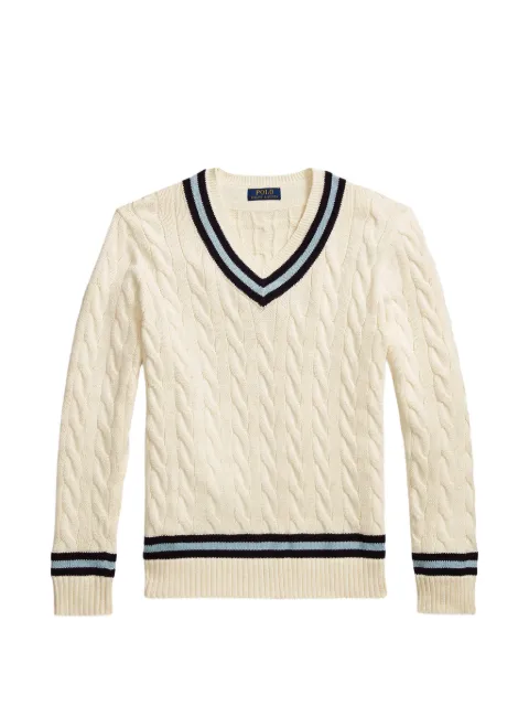 Polo Ralph Lauren cable-knit V-neck sweater Neutrals 710742326001