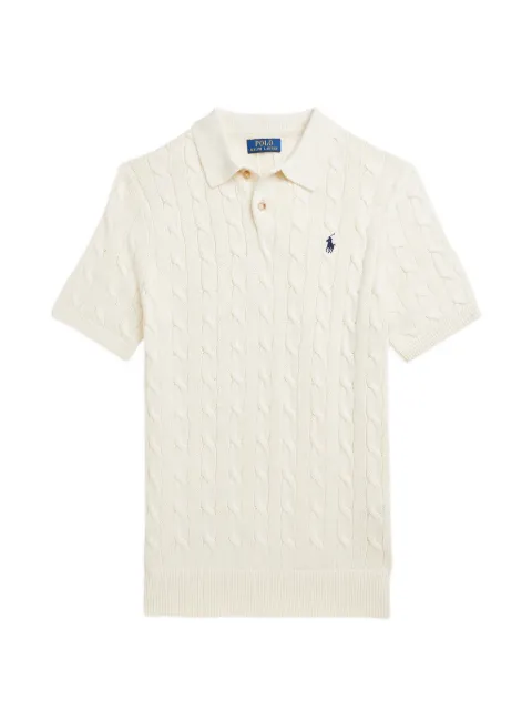 Polo Ralph Lauren cable-knit polo shirt Neutrals 710951844003