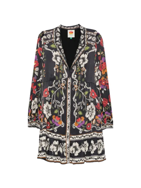 FARM Rio flower-print mini dress Black 344649