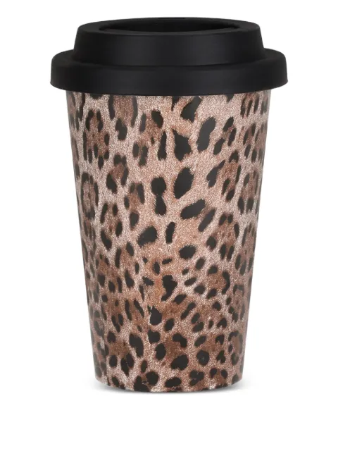 Dolce & Gabbana leopard-print ceramic travel mug Brown TC0108TCAME