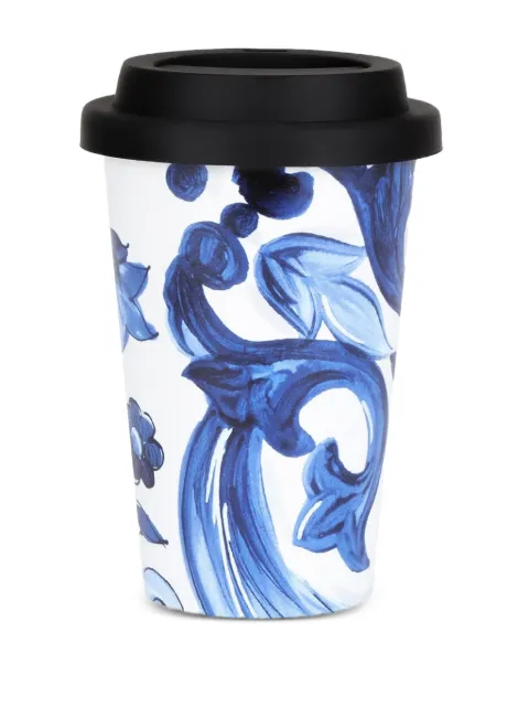 Dolce & Gabbana floral-print ceramic travel mug White TC0108TCAME