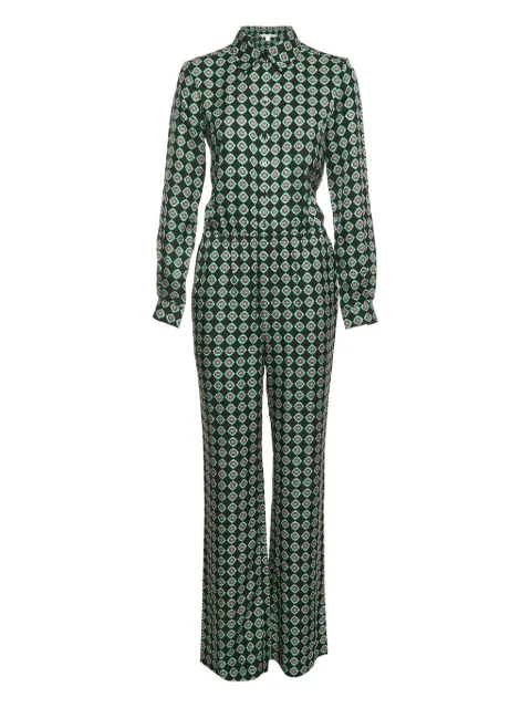 DVF Diane von Furstenberg geometric-print silk jumpsuit Black 1190207