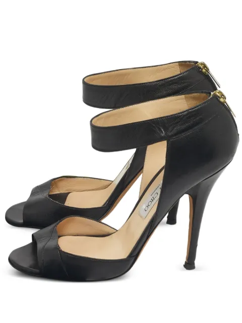 Jimmy Choo Pre-Owned peep toe leather sandal Black 1222789