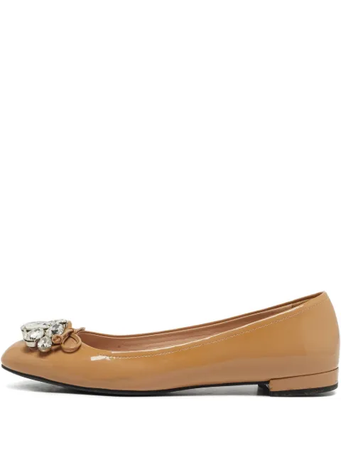 Miu Miu Pre-Owned crystal-embellished ballet flats Neutrals 1212140