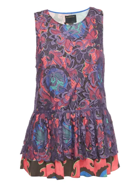 Cavalli Class lace floral top Purple 1223058