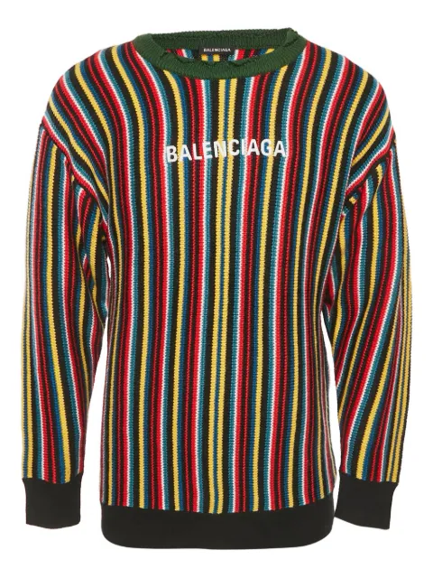 Balenciaga Pre-Owned striped logo-embroidered sweater Black 1190017