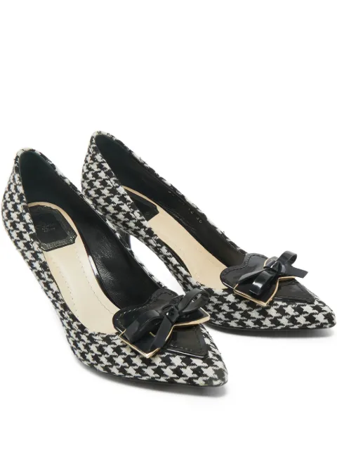 Christian Dior Pre-Owned houndstooth bow pumps White 1211795