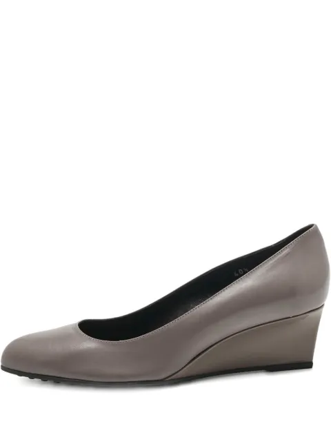 Tod's Vintage wedge leather pumps Grey 1234058