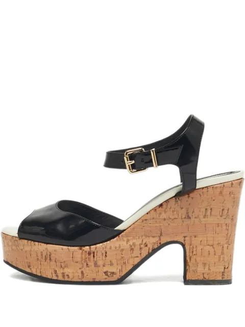 Fendi Pre-Owned leather platform sandals Black 1224902