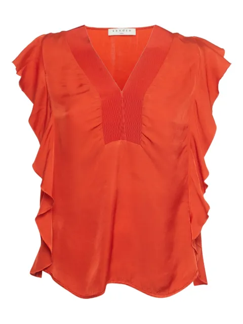 SANDRO ruffled sleeveless top Orange 1234506