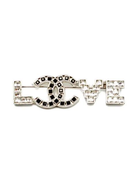 CHANEL Pre-Owned crystal-set brooch Silver 1217375