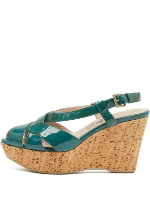 Ferragamo Pre-Owned peep-toe wedge sandals Green 1235601