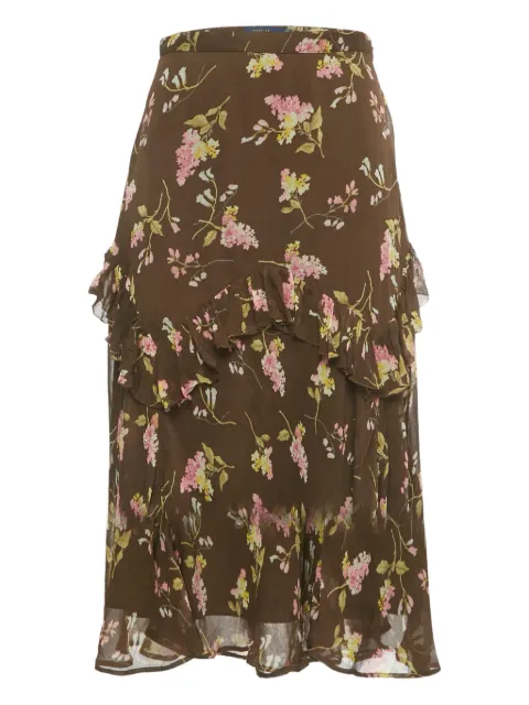 Polo Ralph Lauren Vintage floral-pattern ruffled skirt Brown 1233732