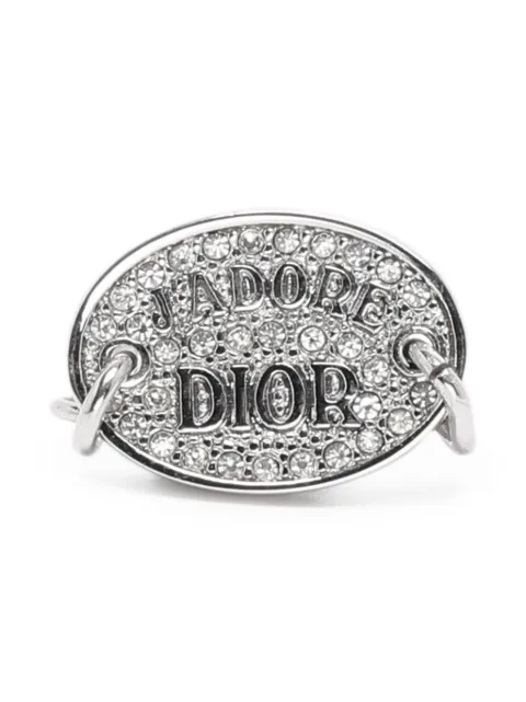 Christian Dior Pre-Owned J'adore Dior chain-link crystal ring Silver 1222577