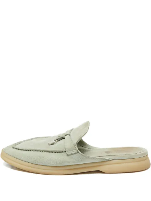 Loro Piana Pre-Owned Suede charms mules Blue 1204056