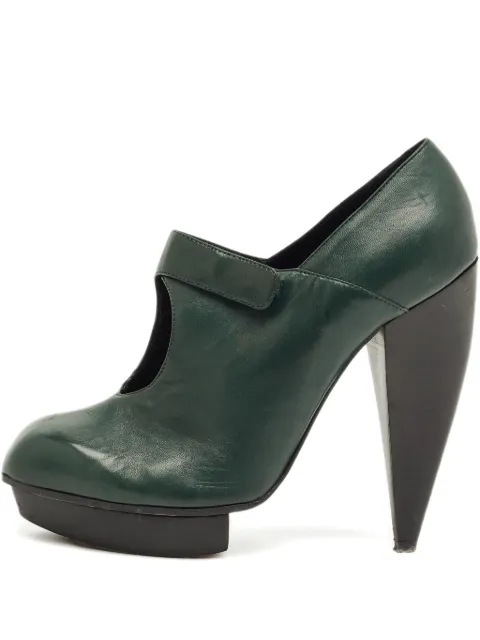 Chloé Pre-Owned platform leather booties Green 1234410