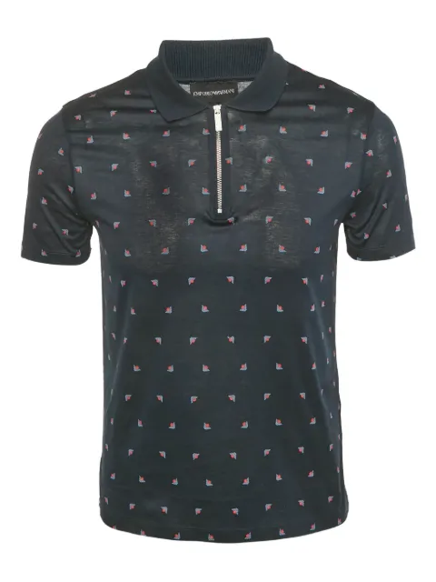 Emporio Armani Pre-Owned zip pattern polo shirt Blue 1194349