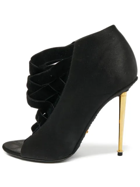 Tom Ford Pre-Owned 110mm satin open-toe booties Black 1198646