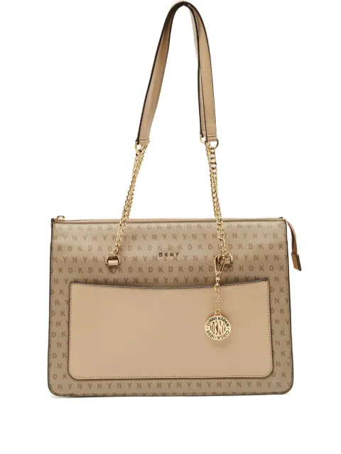 DKNY Monogram logo-plaque tote bag Neutrals 1209688