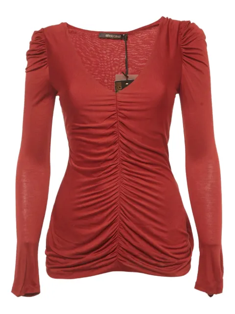 Roberto Cavalli Vintage ruched long-sleeve top Red 1222235